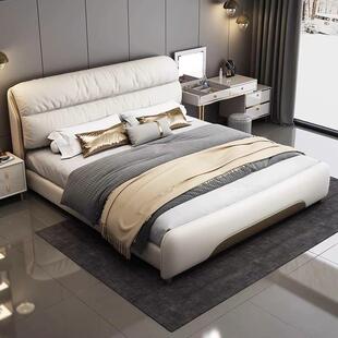 轻奢现代真皮床高端大气主卧大床意式极简软包双人床气压储物单床