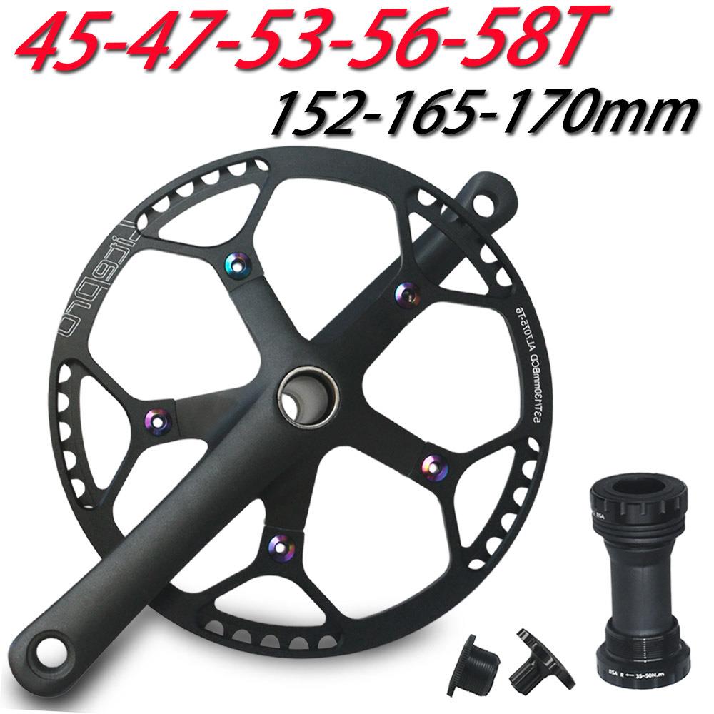 公路车一体曲柄152mm折叠车中空牙盘护盘带BB自行车130BCD齿盘45T