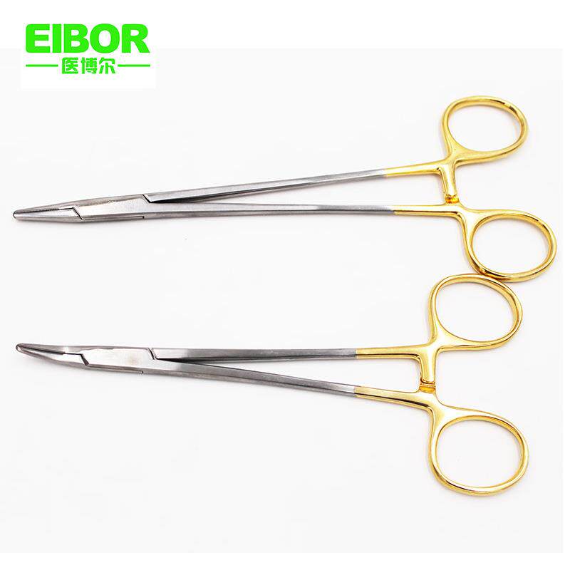 精细14Cm细针持针器可夹8-0缝合线金柄款普通款0.3细齿持针器针持