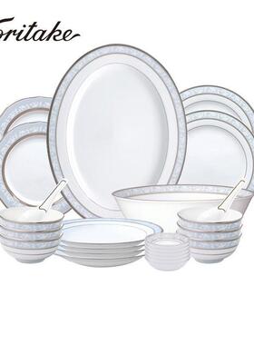 Noritake则武BRUNSWICK日式田园风米饭碗中餐餐具套装家用盘子6人