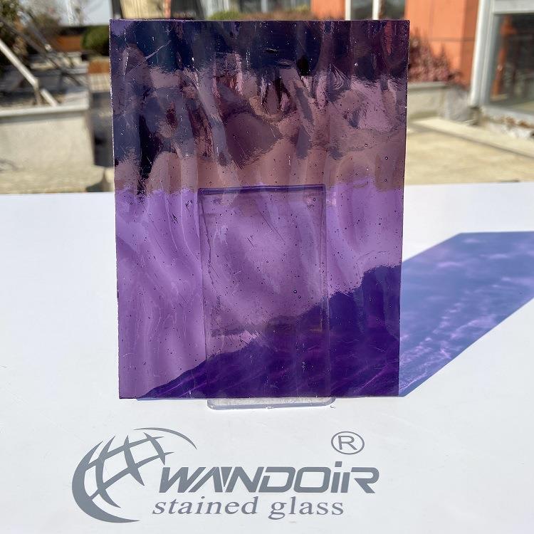 深紫色透明水纹玻璃教堂艺术装饰玻璃