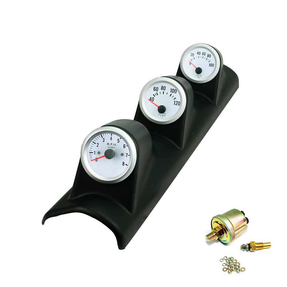 汽车改装转数表水温表油压表三合一赛车仪表带左驾三孔仪表架