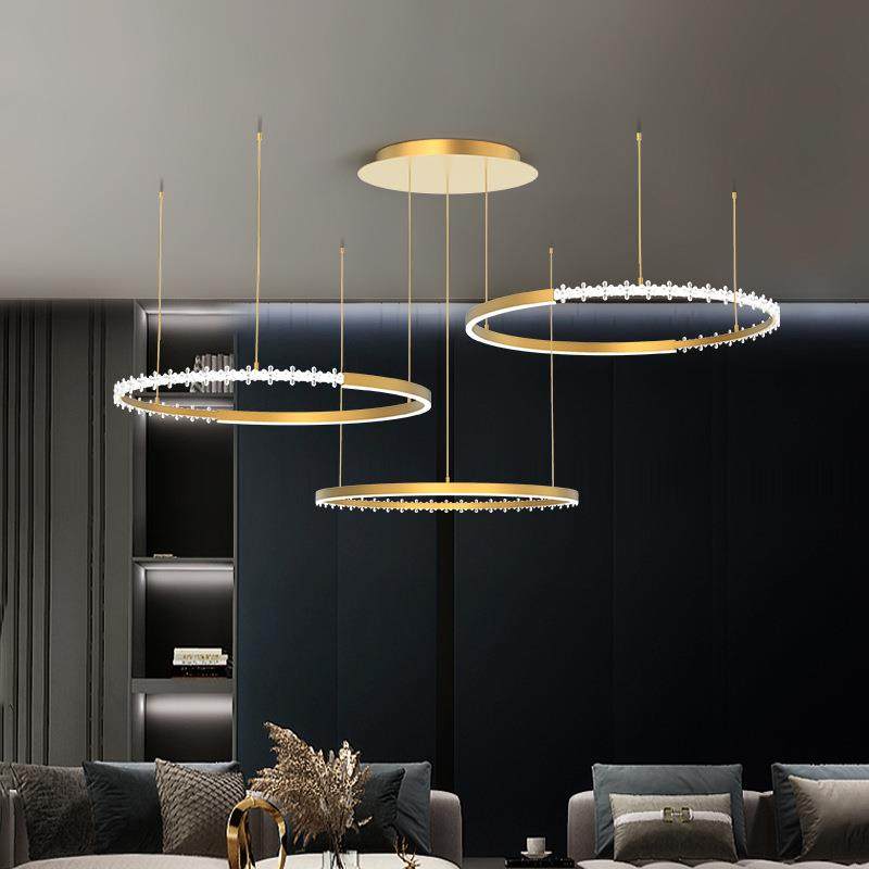 北欧简约大气led客厅吊灯网红创意圆环2023新款卧室餐厅商用灯具