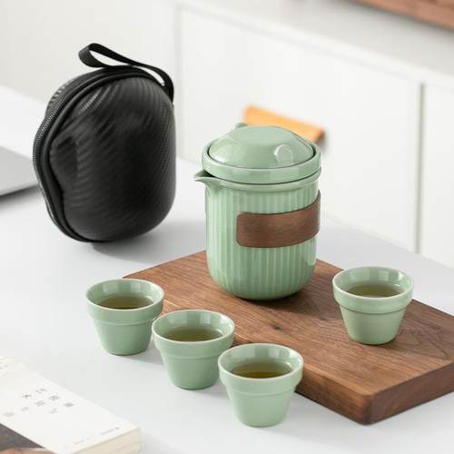 便携式旅行茶具小套装汝窑户外随身简易功夫泡茶壶茶杯露营快客杯