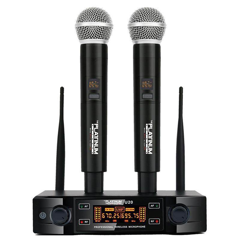 动圈麦克风一拖二无线KTV唱歌家用舞台演出U段话筒直播设备