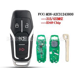 A2C31243800 433频率M3N 适用福特汽车钥匙副厂3 1键ID49芯片315