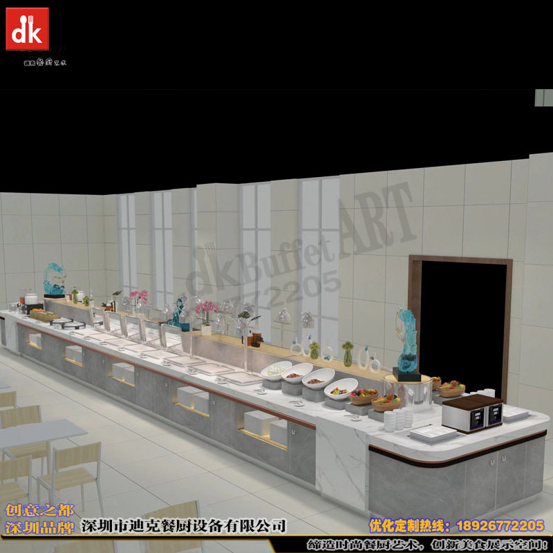 组合式大理石自助餐台 酒店宴会厅移动餐台设计 社区惠民自助餐厅