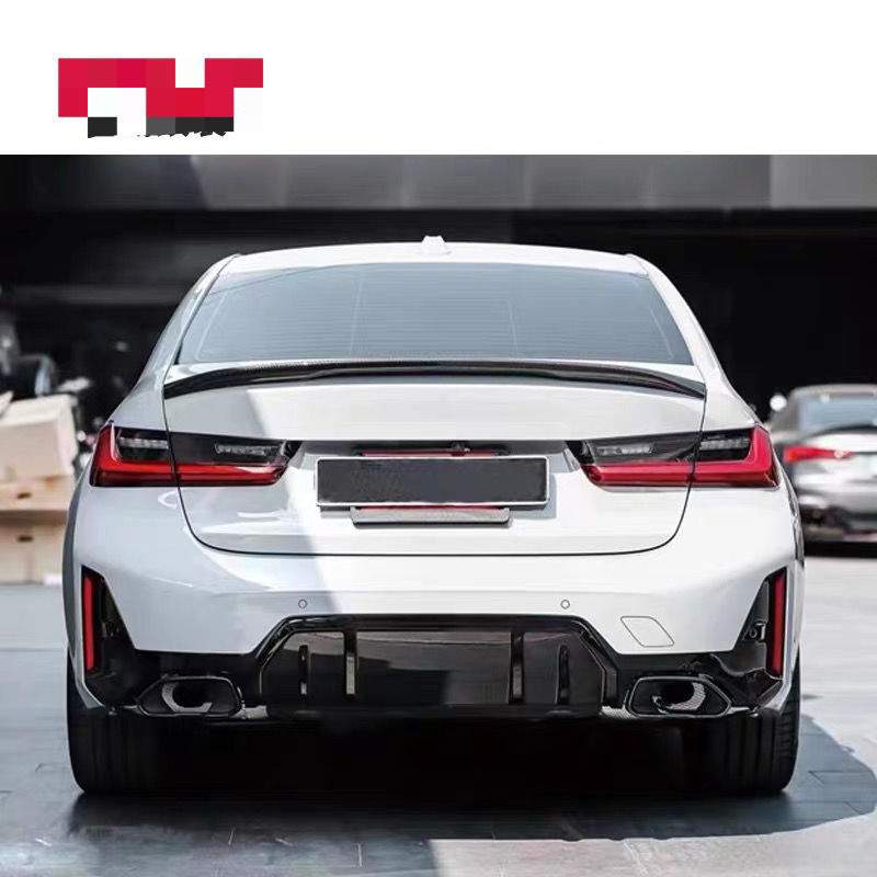 23款适用于宝马新3系前唇尾喉尾翼耀夜中网三系325li改装黑武士套