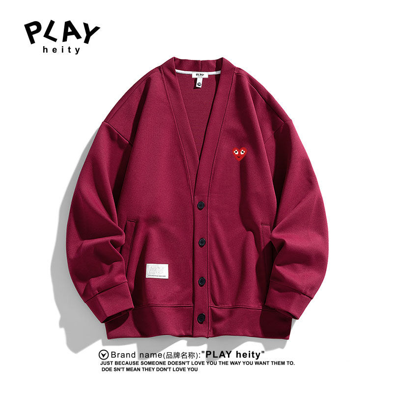 PLAY HEITY 官方开衫V领卫衣男女秋冬季重磅高级情侣潮牌宽松外套