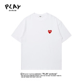 AVMXW 官方T恤夏季 情侣款 PLAY 潮牌爱心刺绣纯色圆领宽松纯棉短袖