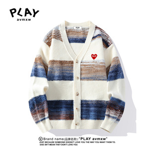AVMXW 百搭开衫 官方针织衫 潮牌V领时尚 休闲毛衣 男女秋冬新款 PLAY