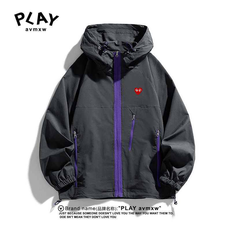 PLAY AVMXW 官方开衫连帽夹克秋冬季新款男女同款潮牌软壳冲锋衣