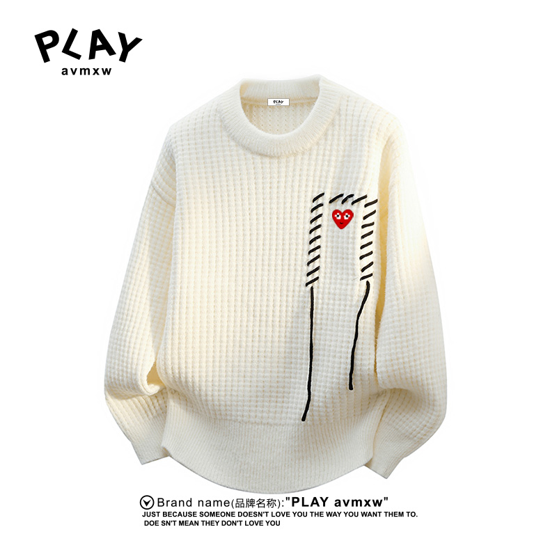 PLAYAVMXW潮牌休闲格子提花毛衣