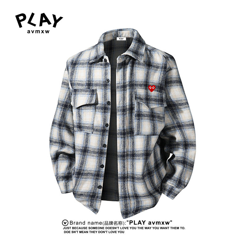 PLAY AVMXW 官方长袖衬衫秋冬季新款情侣款潮牌港风宽松翻领衫衣