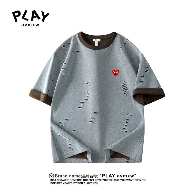 PLAYAVMXW美式撞色透气男女T恤