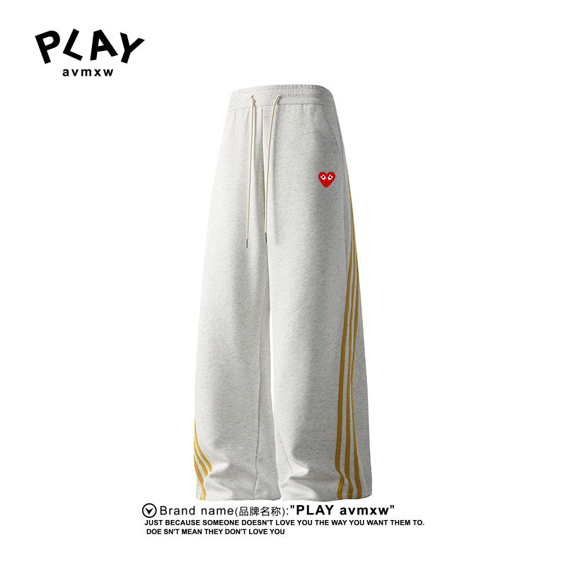 PLAY AVMXW 官方卫裤春秋季新款情侣款三条杠休闲运动垂坠感长裤