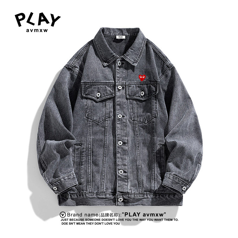 PLAYAVMXW复古情侣牛仔工装外套