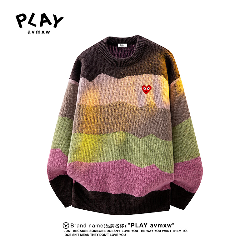 PLAYAVMXW百搭简约条纹打底毛衣