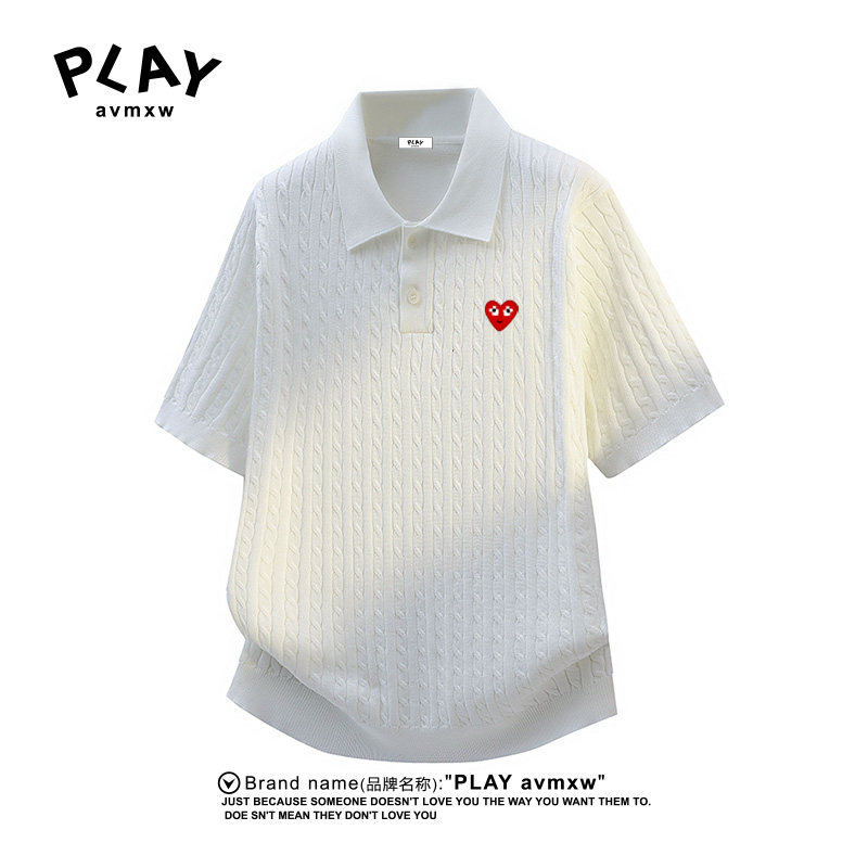 PLAY AVMXW 官方针织POLO衫夏季新款麻花纹简约透气亲肤翻领短袖