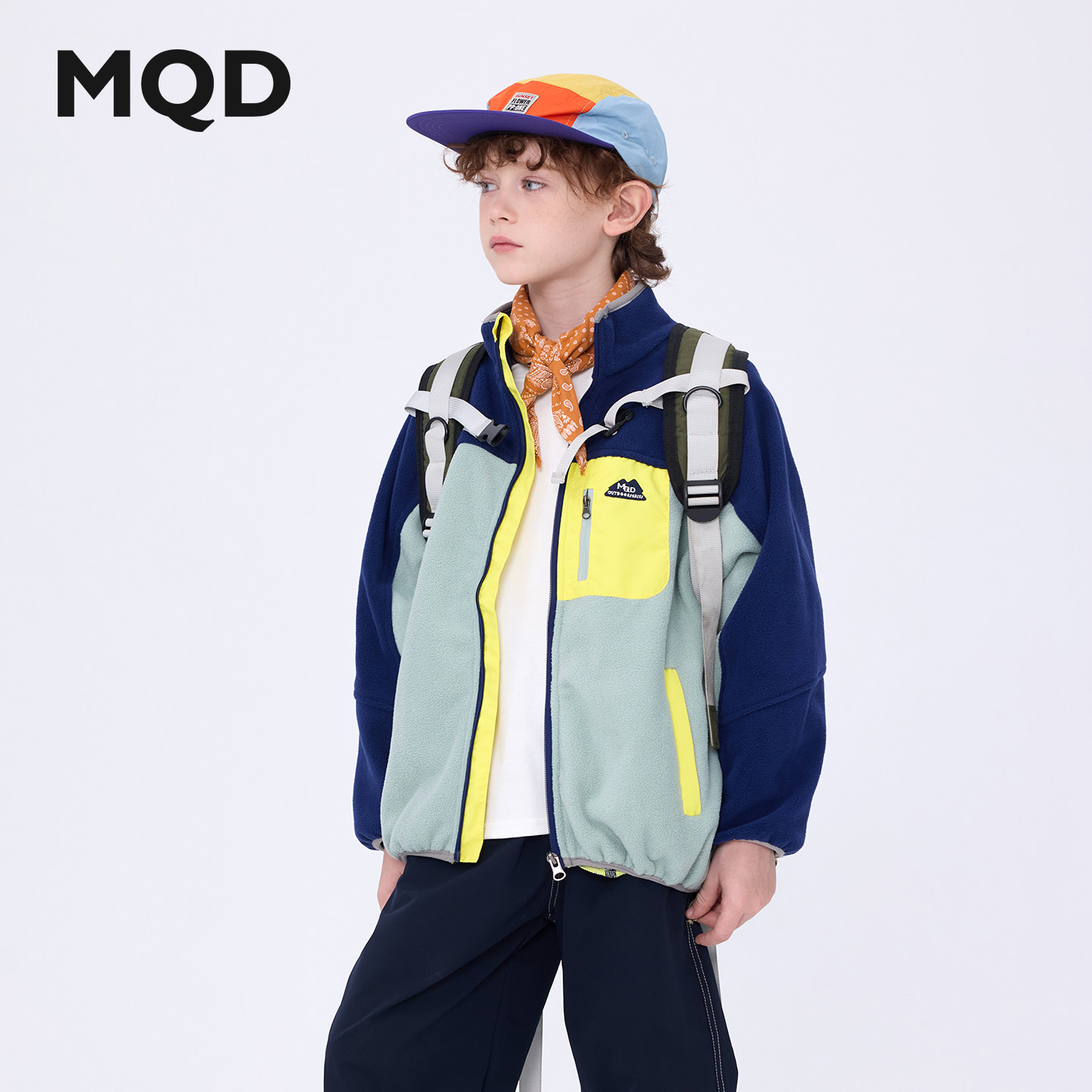 MQD男童山系撞色立领摇粒绒外套图片