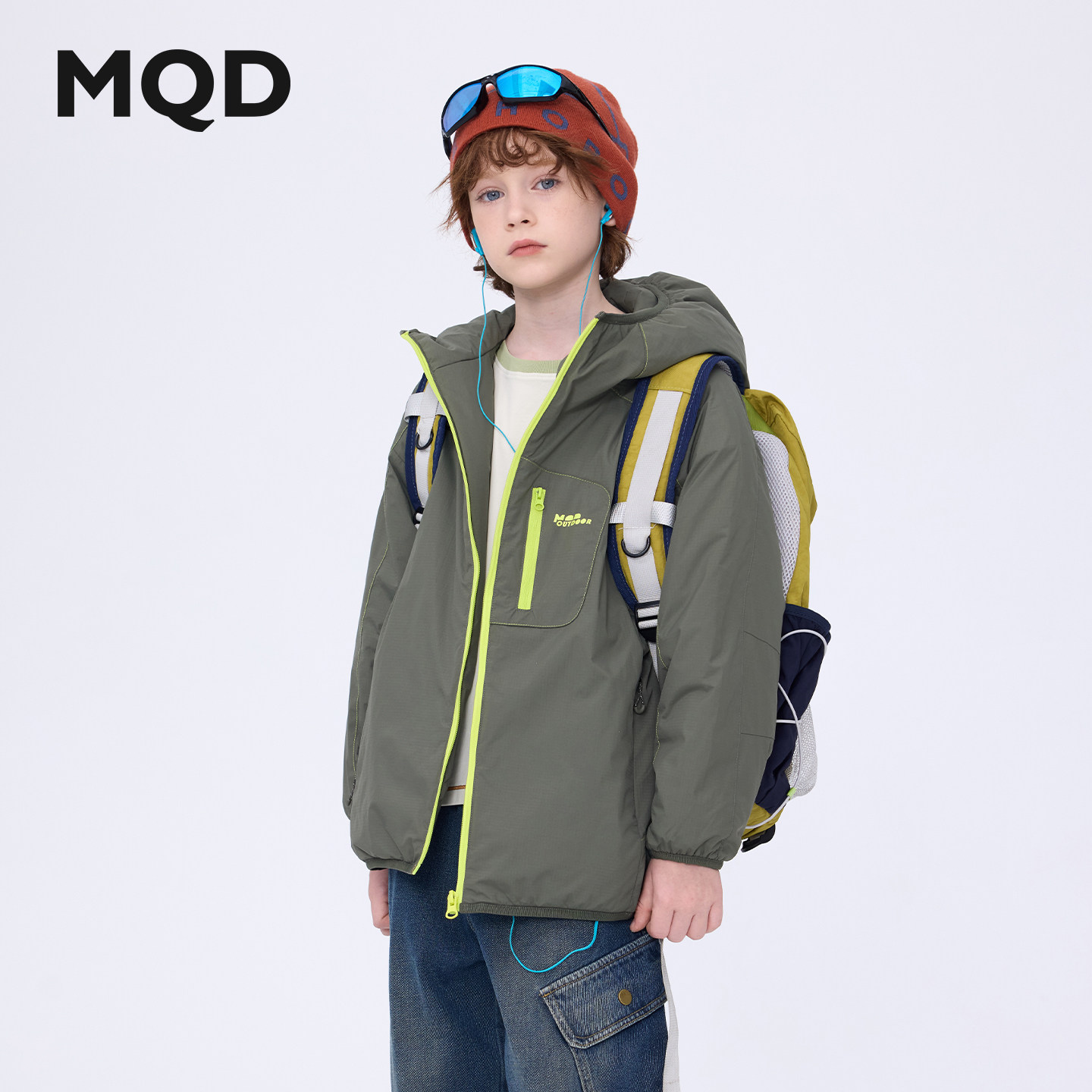 MQD男童防风防水连帽加厚棉服图片