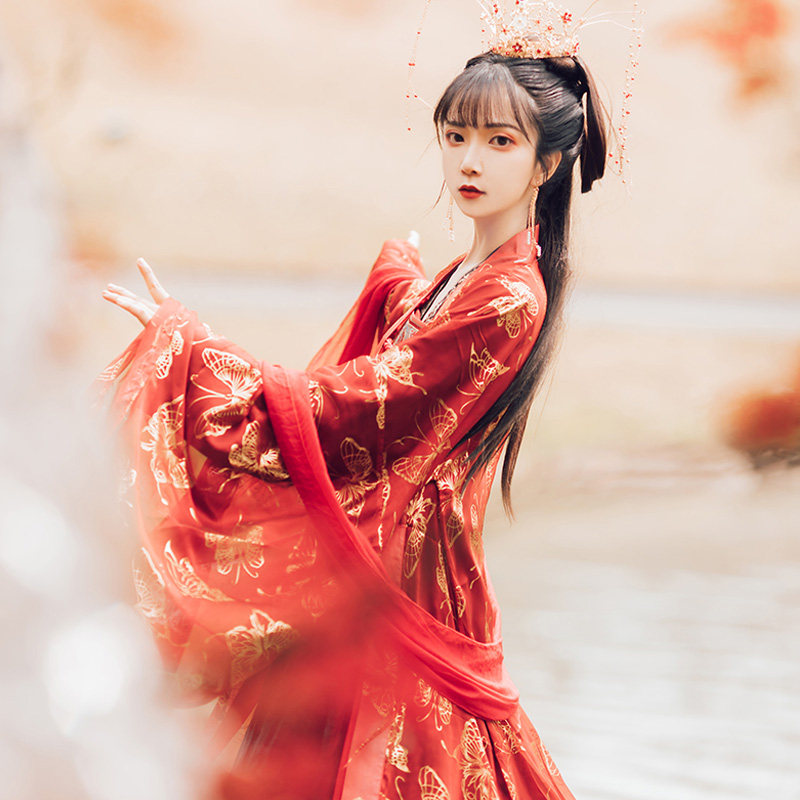 租赁汉服红色系齐胸襦裙广绣大袖衫婚服伴娘服古风超仙整套出租