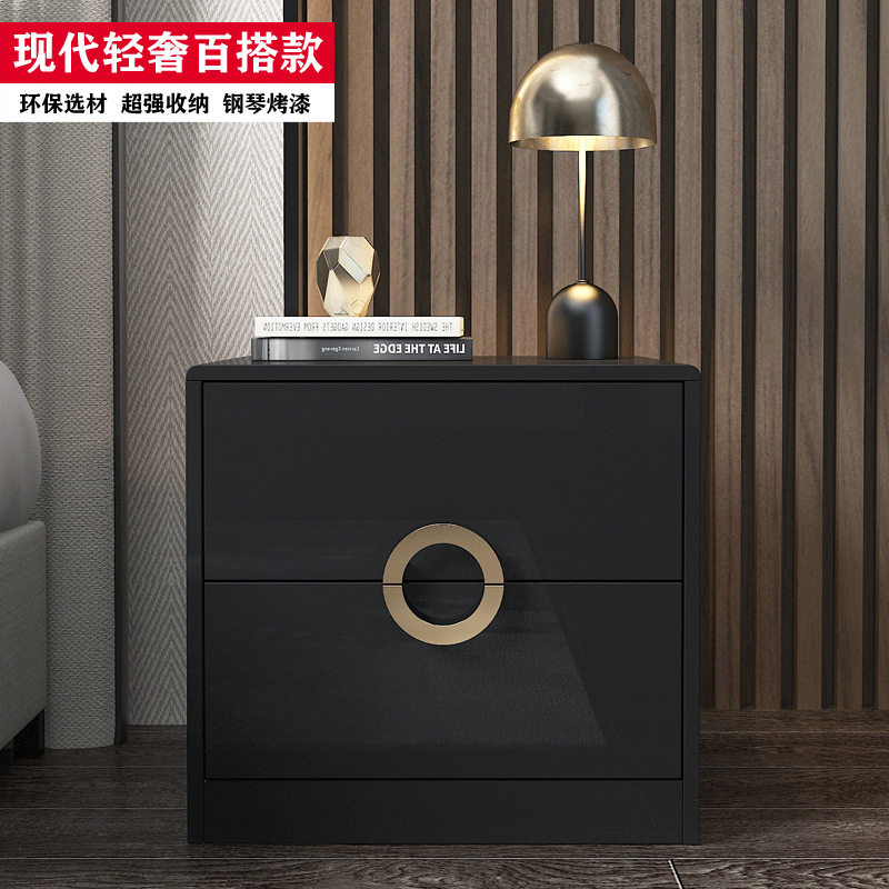 简约轻奢床头柜烤漆黑白迷你