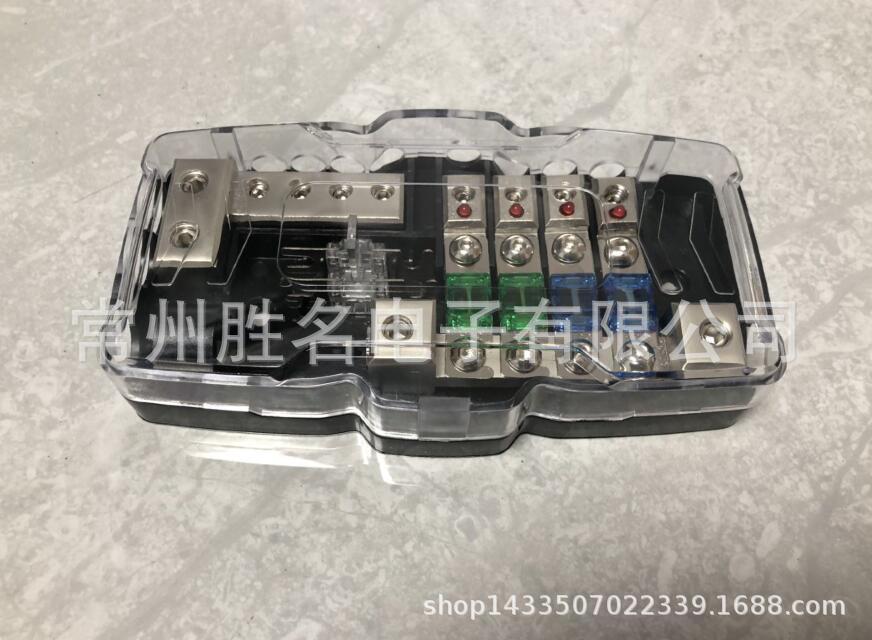 汽车一出四保险丝盒带灯 二进带分线器80A 100A保险丝座OANS叉栓