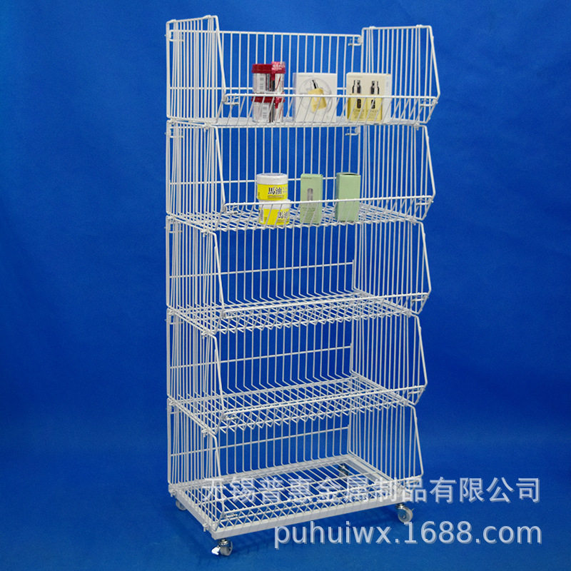 超市斜口篮 促销篮 折叠篮 斜口笼 铁丝促销篮筐 铁线储物篮