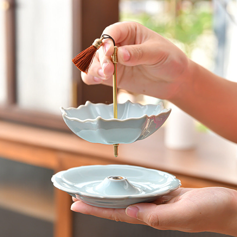创意轻奢旋转可爱汝窑茶漏茶滤手工家用滤茶网滤茶器茶玩摆件批发