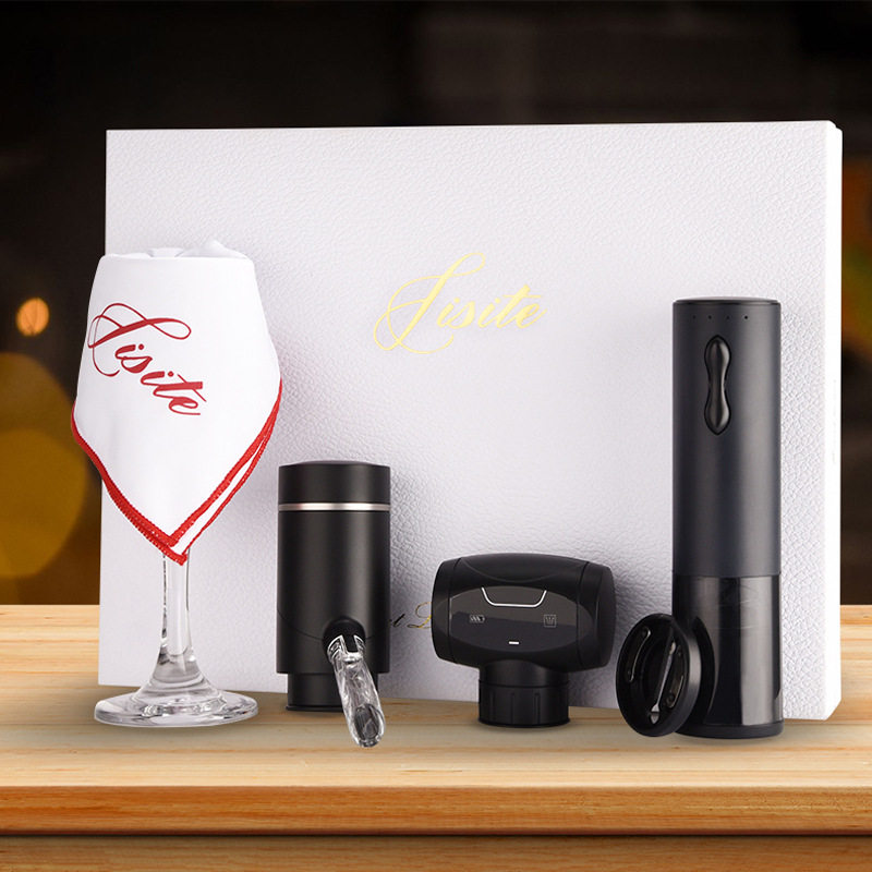 JISITE电动红酒开瓶器充电式启瓶器醒酒器抽真空密封塞子礼品套装