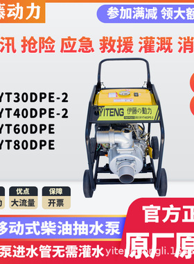 4寸移动式小型柴油机抽水泵自吸式清水泵防汛排涝污水泵YT40DPE-2