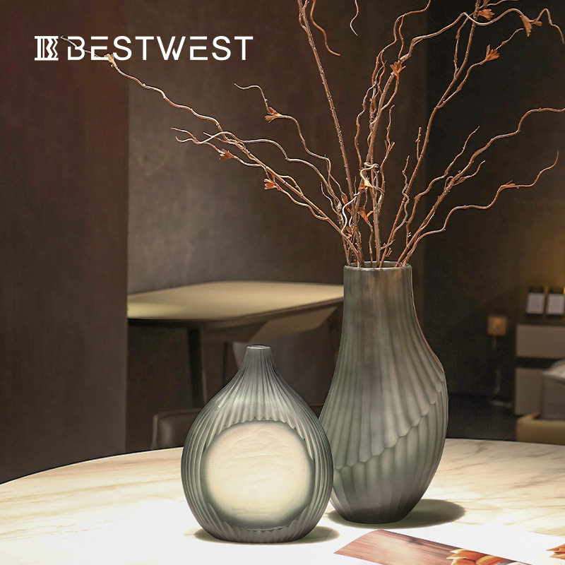 Best west 中式冷灰色水培小口玻璃花瓶摆件样板间花器软装饰品,电子元器件市场,电线扎带/束线带,淘宝优惠券,粉丝福利购,淘宝优惠卷