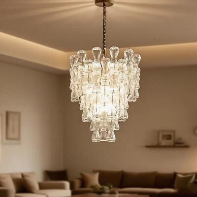 别墅复式楼餐厅穆拉诺楼梯间灯具barovier&toso意式轻奢玻璃吊灯