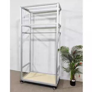 极简轻奢桦木铝型材挂衣架衣帽间架现代简约整体铝材衣柜海洋板