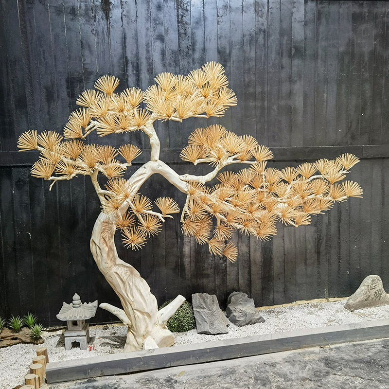 仿真迎客松根雕枯木造型假松树牙签松酒店门店等软装装饰摆件假树