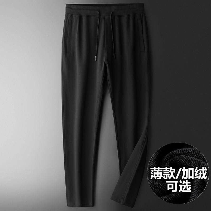 纯厚薄款休闲裤男小棉直筒运动生裤男裤秋冬季修身小脚加818绒加