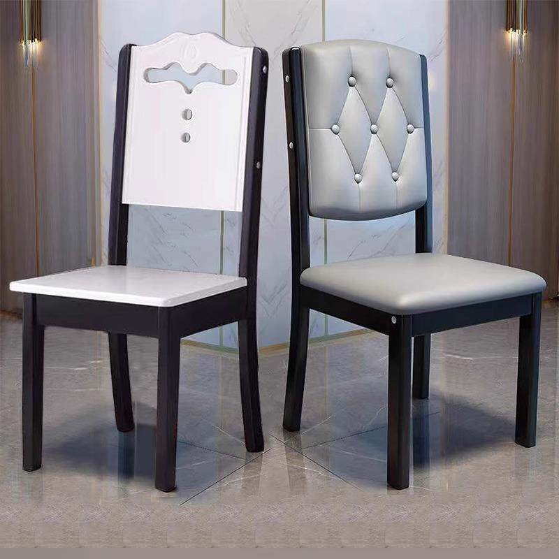 实木椅子靠背椅餐椅家用简约现代白色餐厅吃饭餐桌椅木头软包凳子