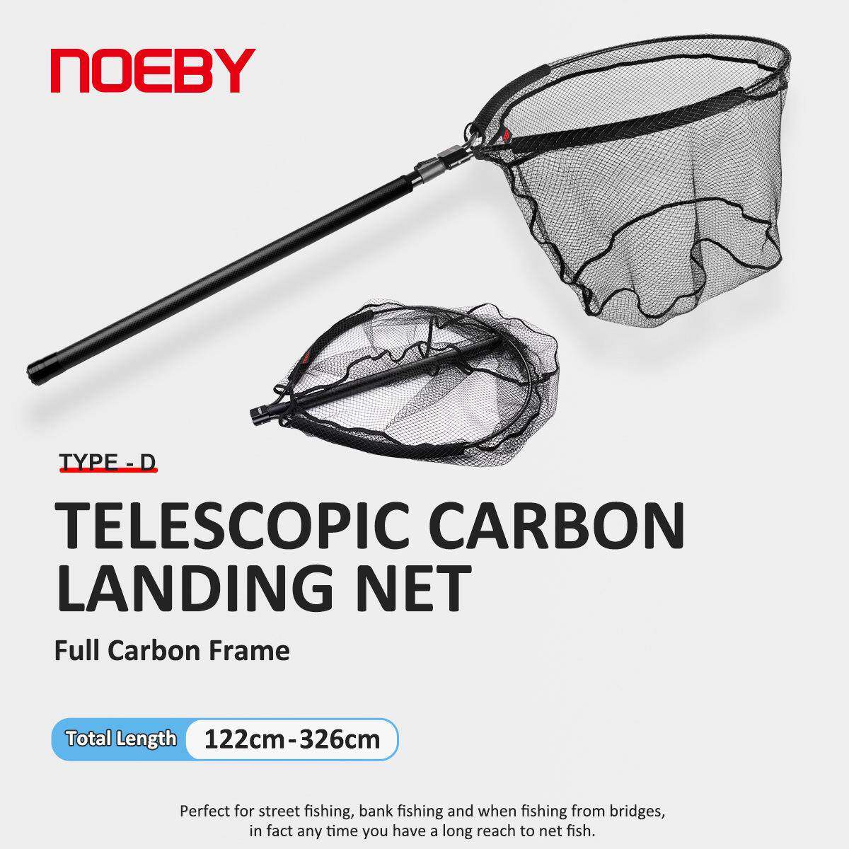 NOEBY诺比伸缩抄网碳素抄网杆6节多节渔网手抄网防缠网细网粗网