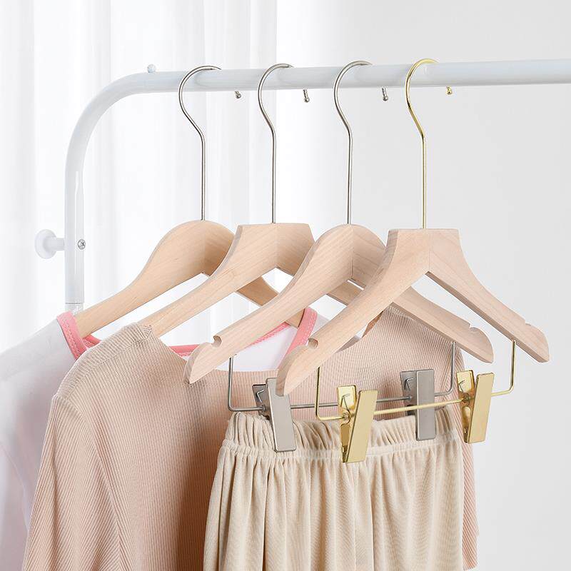 连体套装衣架带裤夹儿童女装服装店实木衣挂裤架一体原木衣挂