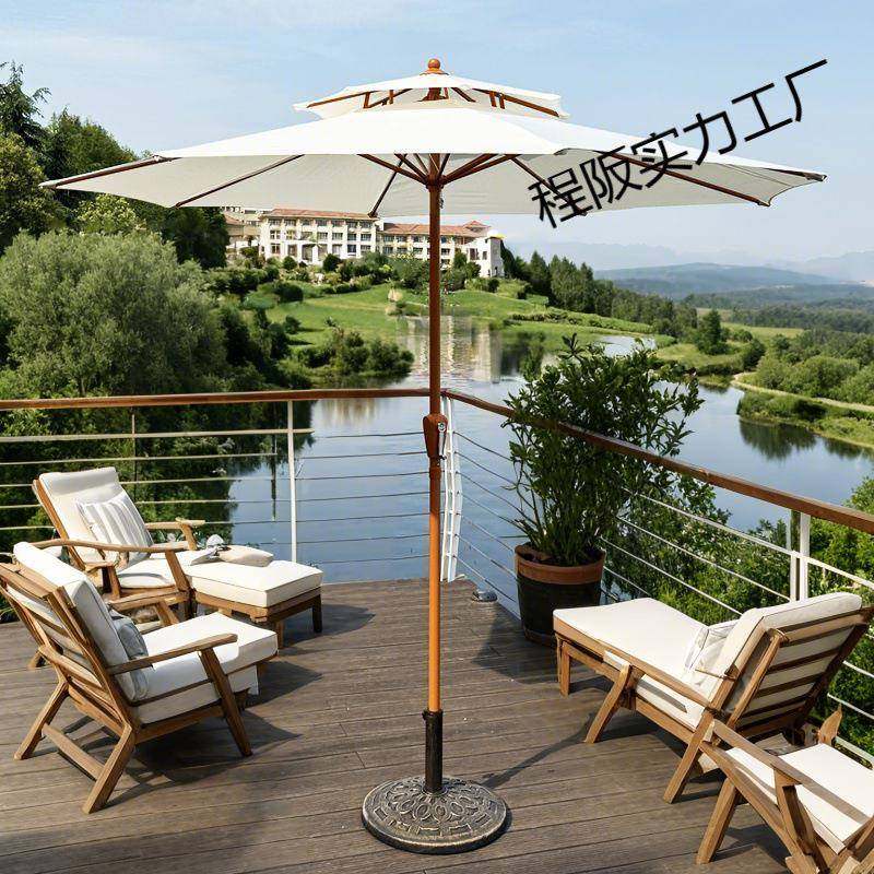 户外遮阳伞庭院伞加厚露营摆摊休闲高级中柱伞太阳伞别墅庭院伞