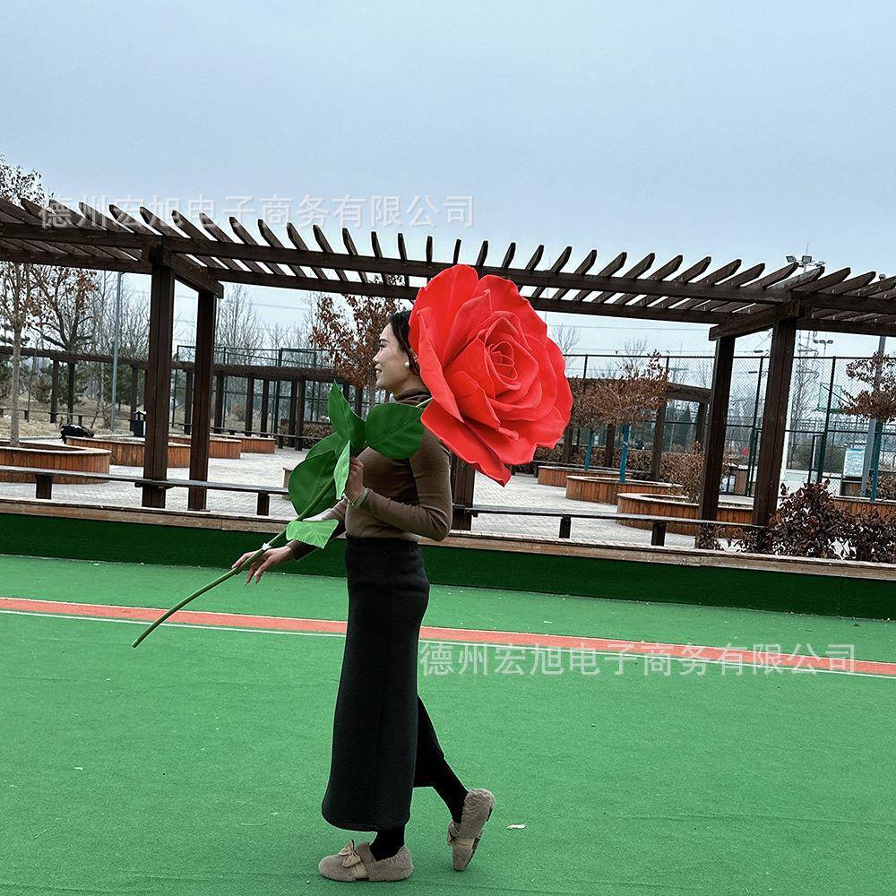 大型仿真玫瑰花婚庆路引装饰网红打卡拍摄道具PE立体大尺寸仿真花