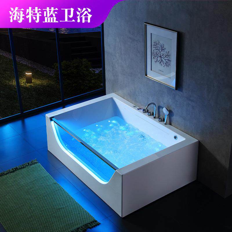 亚克力浴缸瀑布小型浴缸多喷嘴小户型智能恒温按摩浴缸长方形1.8