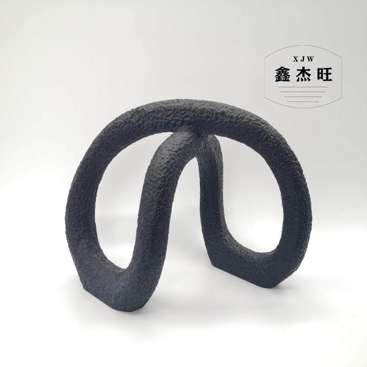 现代简约树脂黑色白色装饰摆件创意缠绕软装饰品客厅桌面样板间