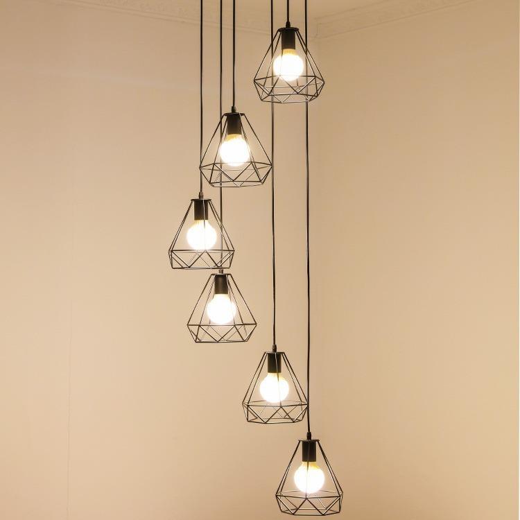 楼梯灯长吊灯现代简约复式楼美式复古北欧loft工业风创意公寓吊灯