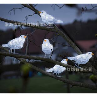 新款LED灯串知更鸟灯太阳能灯串装饰灯电池盒窗帘灯圣诞灯彩灯串