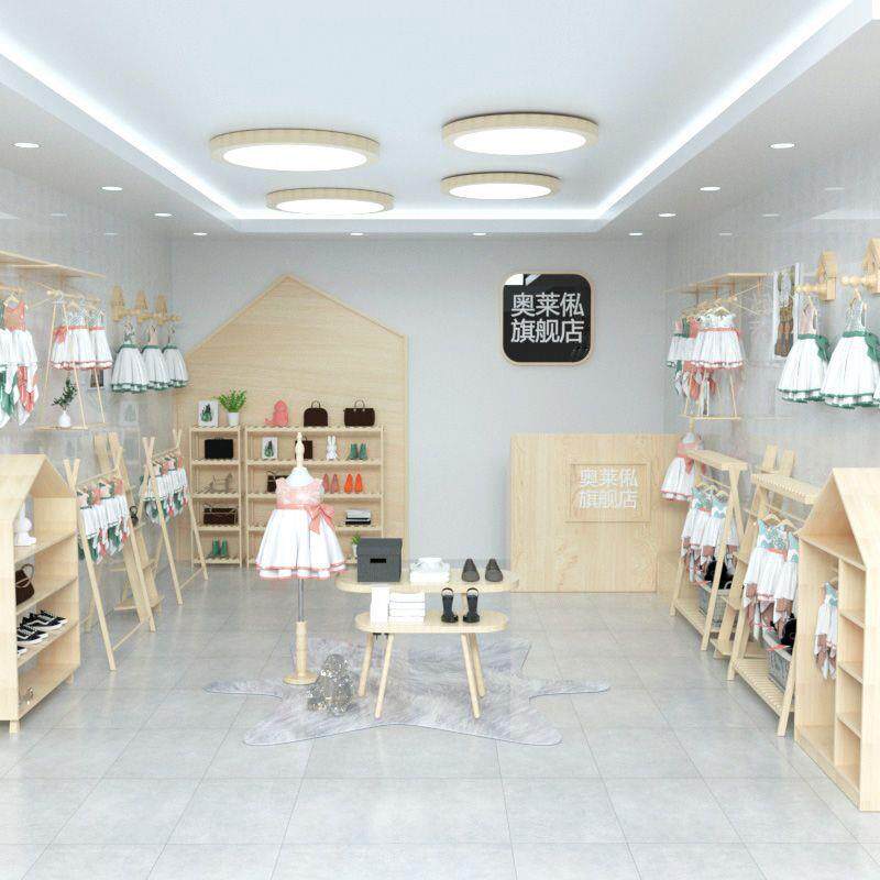 实木儿童落地衣架挂墙服装衣帽架风小孩宝宝童装店挂衣架壁挂式