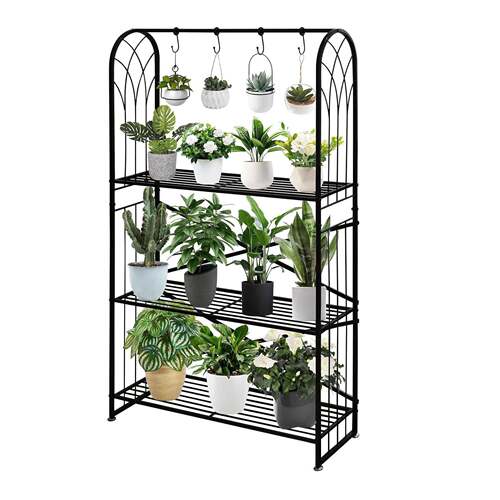 植物支架黑色金属植物支架室内室外悬挂植物架适用于庭院阳台花园