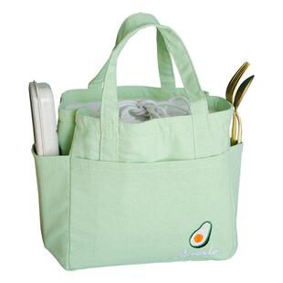 ZQ可爱便当包手提饭盒袋小巧学生上班族便携保温袋棉麻铝箔小号加