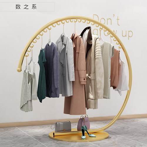 服装店展示架女装店货架落地衣架银色货架服装陈列架侧挂中岛架子